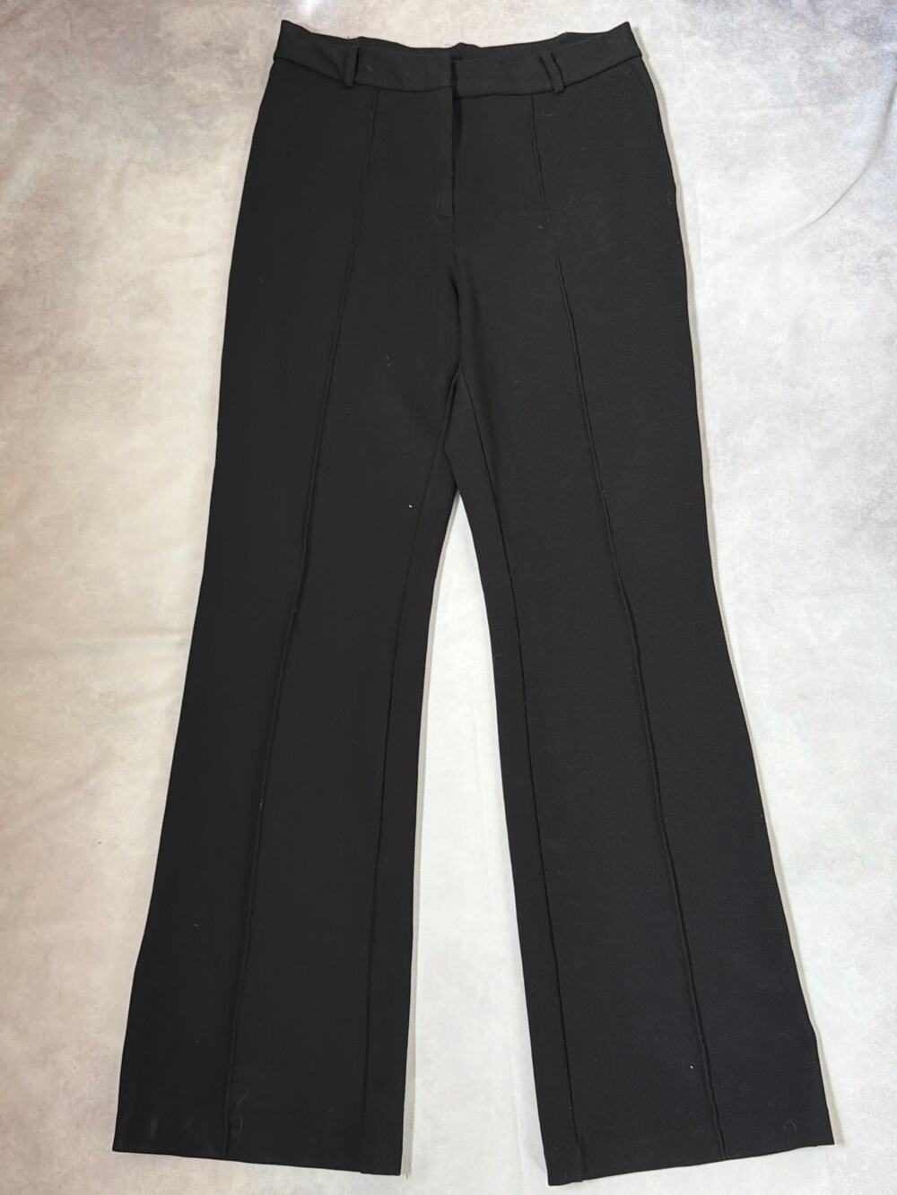 Jason Wu Black Ponte Wide Leg Trousers Size 10 Stretch High Rise Career Pants